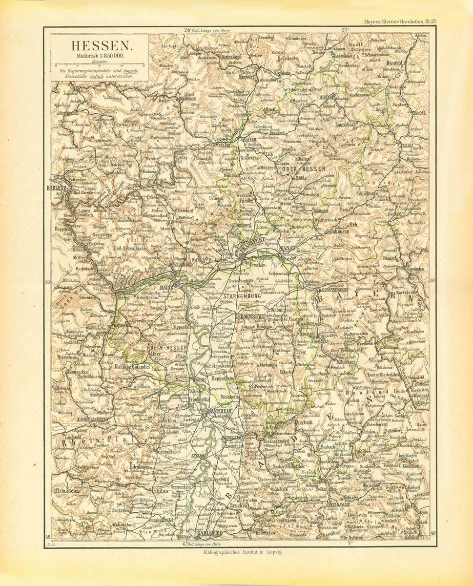 Maps, Germany, Hessen, Historical Map – Philographikon Antique Maps and