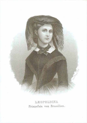 Antique print, "Leopoldina Prinzessin von Brasilien"  Steel engraving by Carl Mayer  Ca. 1865