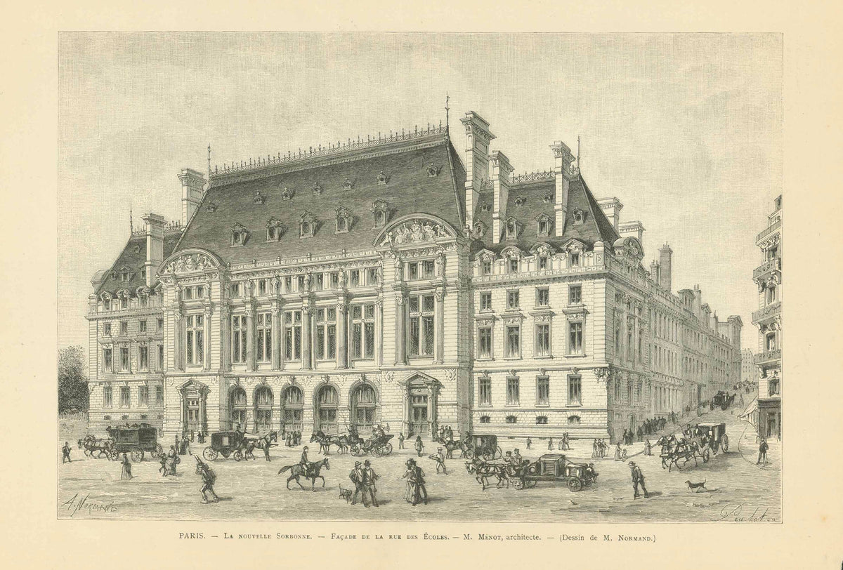 【美品】UNIVERSITE DE PARIS SORBONNE City Views, France, Paris, Sorbonne, Facade De La Rue Des Ecoles