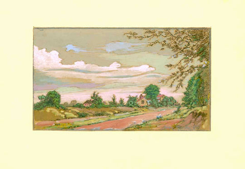 Original, Max A. Kuhn  (1895 Landshut - 1976 Landshut)  Country Road, pastel on cardboard   Kuhn moved to Rosenheim, Upper Bavaria in 1938. He was a painter of landscapes. He became known through many exhibitions: Munich, Regensburg, Dresden, Duesseldorf, Cologne and Linz. His very personal style is timeless, his colors are bold, yet 