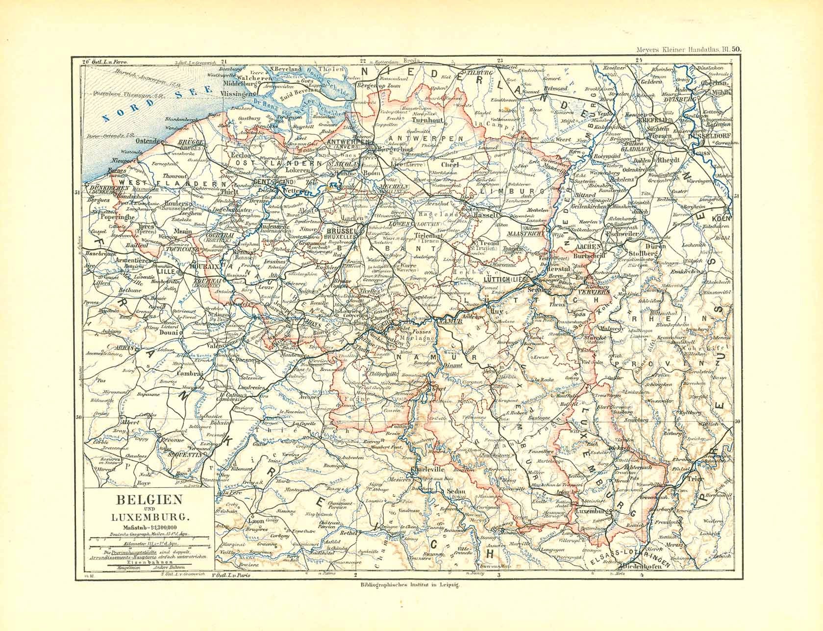 "Belgium und Luxemburg"

For a 30% discount enter MAPS30 at chekout&nbsp;

Detailed map published 1892.

Original antique print
