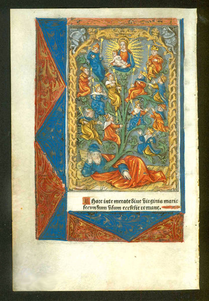 Original illuminated Manuscript, Jacobs Traum Gen. 28, 10-22  Jacob's Dream.  Page from a Book of Hours  Horae Beatus Virginis Mariae  Illuminated and partially gilded metal cut  The Book of Hours by Philippe Pigouchet (active 1488-1518) and published by Simon Vostre  Paris, ca. 1508