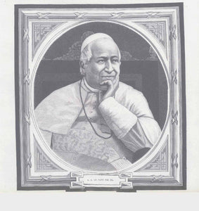 Original antique print  Portraits, Religions, Catholique, Pope Pius IX, Pontifikat, "S. S. Le Pape Pie IX"  Wood engraving published 1878. On the reverse side is text abut Pope Pius IX (1792-1878).