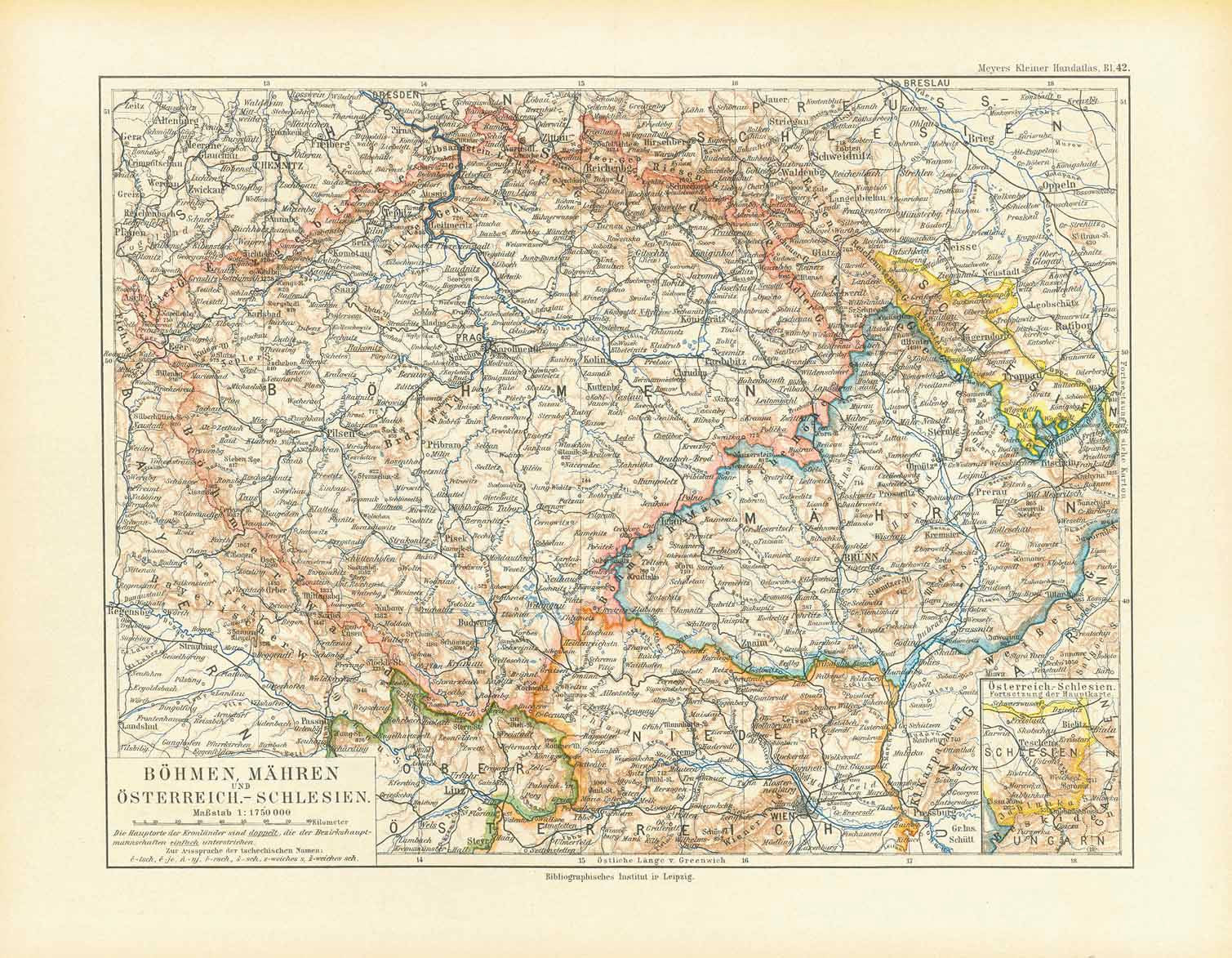 "Boehmen, Maehren und Oesterreichisch Schlesien"

Detailed historical map, 1892.

For a 30% discount enter

MAPS30 at chekout&nbsp;

Original antique print