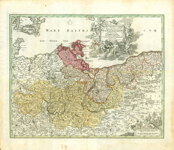 GERMANY, BRANDENBURG, POMMERN

&nbsp;For a 30% discount enter MAPS30 at chekout&nbsp;

"Tabula Marchionatus Brandenburgici et Ducatus Pomeraniae quae sunt Pars Septentrionalis Circuli Saxoniae Superioris"

Altkolorierte Kupferstichkarte bei Johann Baptist Homann

Nürnberg, 1723