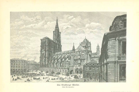 Original antique print  "Das Strassburger Muenster"

Wood engraving made after a photograph. Published 1906.

Original antique print