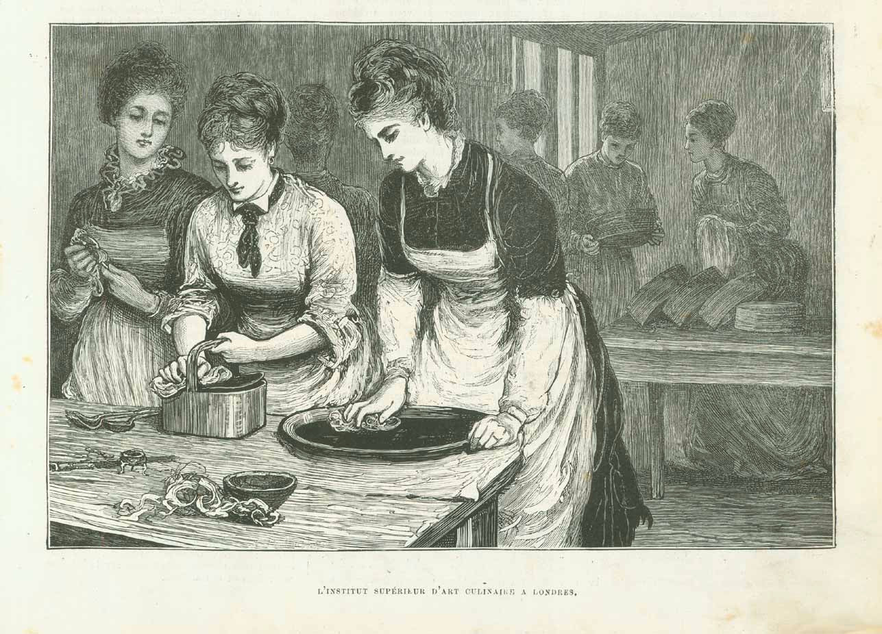 "L' Institut Superieur D'Art Culinaire A Londres"

Wood engraving published 1877. Reverse side is printed with unrelated text.

Original antique print&nbsp;&nbsp;
