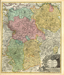 "Ducatus Brabantiae"

Copper etching by Johann Baptist Homann (1663-1724). Published ca 1720. Original hand coloring.

For a 30% discount enter MAPS30 at chekout&nbsp;

In the center of the map is the region of Brabant and the town of Herentals. Right above the title cartouche is Maastricht. In the lower left is Mons. In the upper right is Ravenstein and Ratenberg. Atwerpen Brussels and Mechelin are on the map.