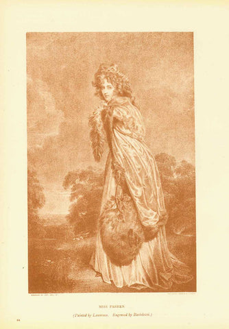 "Miss Farren" (Elizabeth Farren, Countess of Derby (1750-1829)  Ink photo by Sprague in London published in a gallery work ca 1900.  Original antique print  