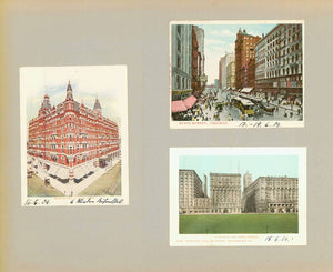 &nbsp;  Indigenous People, USA, Illinois, Minnesota, Chicago, St. Paul, Ryan Hotel, Native Americans  Three postcards from 1904 mounted on very heavy paper.  Left: "Ryan Hotel, St. Paul, Minn." Upper right: "State Street, Chicago" Lower right: "Audutorium and Annex, Chicago"