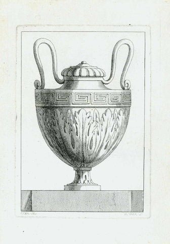 Original antique print , antique vase, No Title  Copper engraving of an elegant vase ca 1780. 