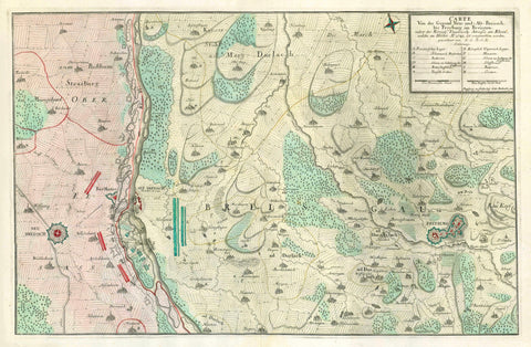 Maps, Germany, Freiburg, Breisach, Rhein, Rhine, Austrian Succession War, Bodenehr