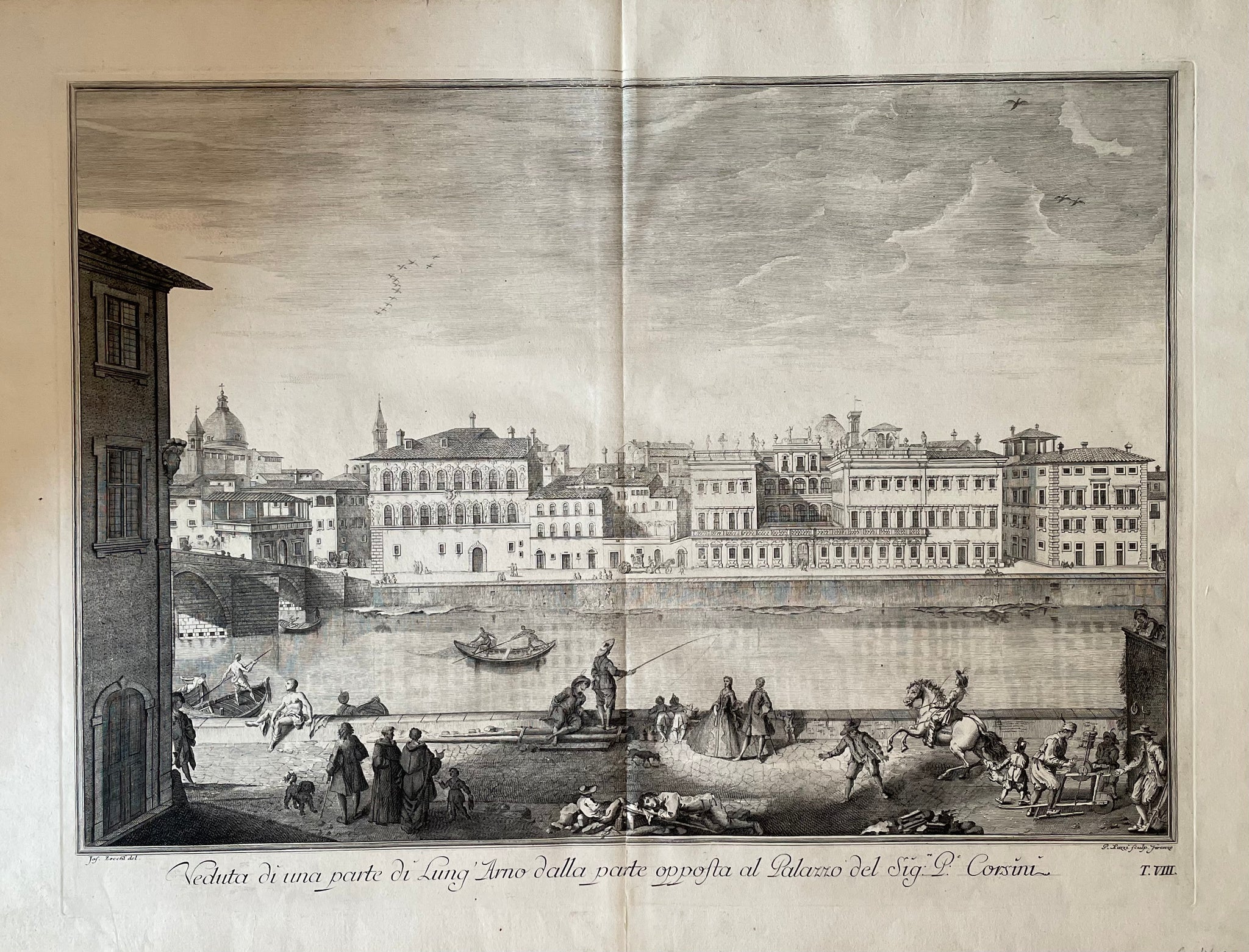 Copper Engravings of Florence after Giuseppe Zocchi  A very attractive series of copper etchings was published in Florence in the year 1760. Different engravers used the drawings by Giuseppe Zocchi, Giovanni Battista Cecchi, Matteo Carboni, Cosimo Rossi and Lorenzo Bardi. 