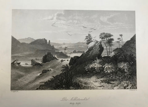 "Die Nilkatarakte" "Wady Halfa"  Steel engraving by T. Heawood after A. Geyer ca 1850.