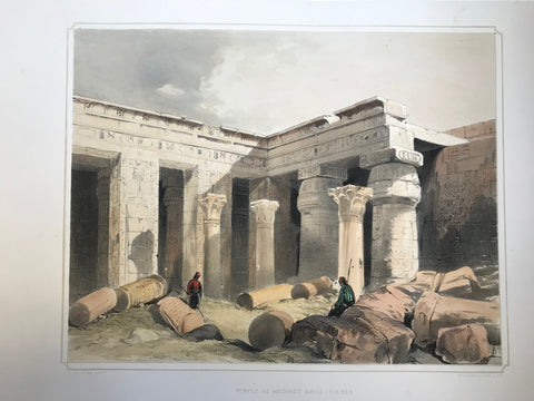 "Temple at Medinet Abou Thebes"  Type of print: Lithograph  Color: Toned and Hand-colored  Artist: Henry Pilleau (1813-1899)  Lithographed by: Dickinson & Son  Where: London  When: 1845