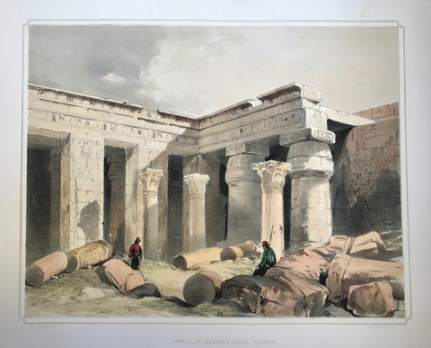  "Temple at Medinet Abou Thebes"  Type of print: Lithograph  Color: Toned and Hand-colored  Artist: Henry Pilleau (1813-1899)  Lithographed by: Dickinson & Son  Where: London  When: 1845
