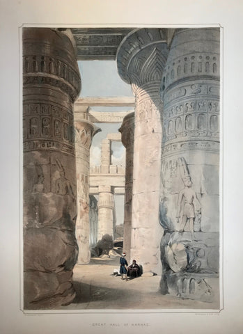 "Great Hall of Karnac"  Type of print: Lithograph  Color: Toned and Hand-colored  Artist: Henry Pilleau (1813-1899)  Lithographed by: Dickinson & Son  Where: London  When: 1845