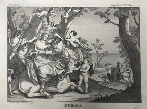 Europa  Copper engraving after a painting by P. Caliari detto il Veronese, ca 1750. A few light spots in margins.