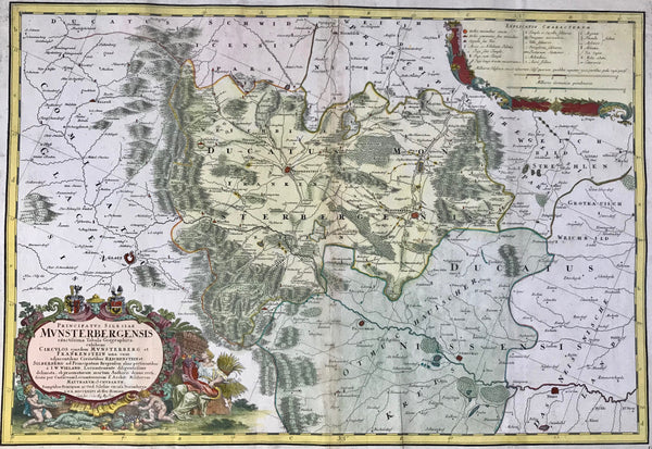 This very large map shows much detail. Even small villages are mentioned. In the center of map are Frankenstein and Muensterberg. On the left is Glatz, at bottom are Patschkau, Otmuchau, Neisse. 