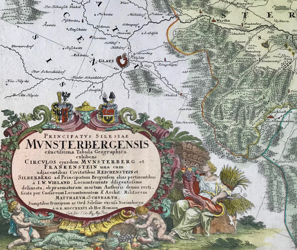 This very large map shows much detail. Even small villages are mentioned. In the center of map are Frankenstein and Muensterberg. On the left is Glatz, at bottom are Patschkau, Otmuchau, Neisse. 