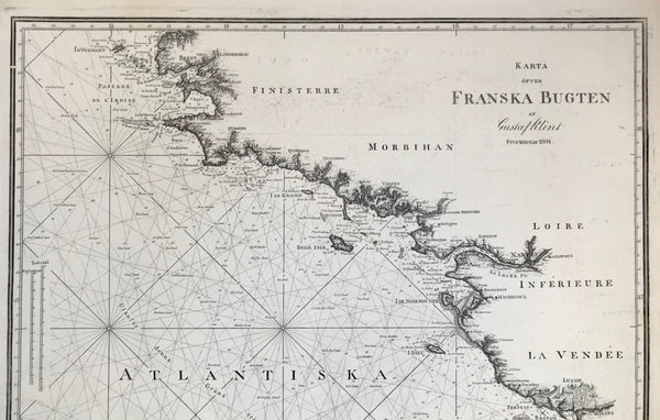 "Karta Oever Nord Westra Kusterne Af Spanien och Portugal Efter Atlas Maritimo de España".  Copper engraving by Fr. Akrel after Gustaf Klint of Stockholm, dated 1803. SELDOM!