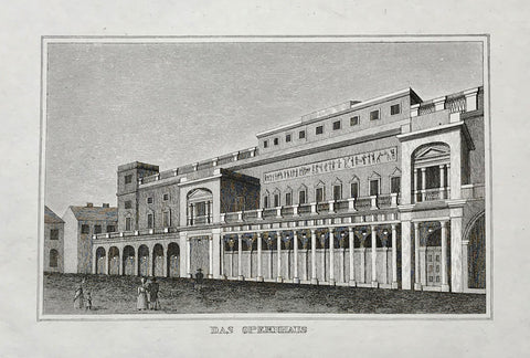 London, England,Das Opernhaus  Steel engraving 1837. Clean print with wide margins.
