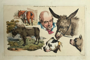 "Henry Alken's Scrap Book"  Fine etching in attractive original hand coloring. Dated 1824. Published in London.