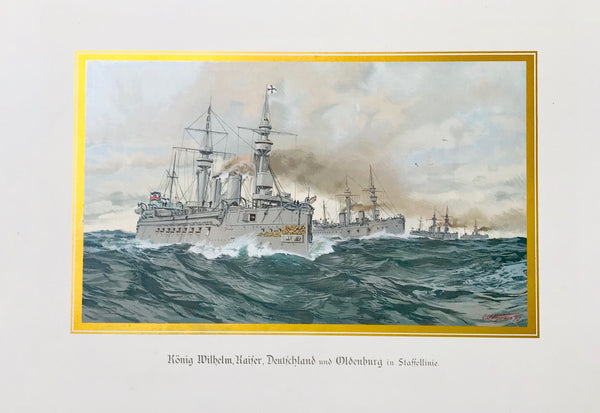 Ships, Koenig Wilhelm, Kaiser, Deutschland und Oldenburg in Staffellinie
