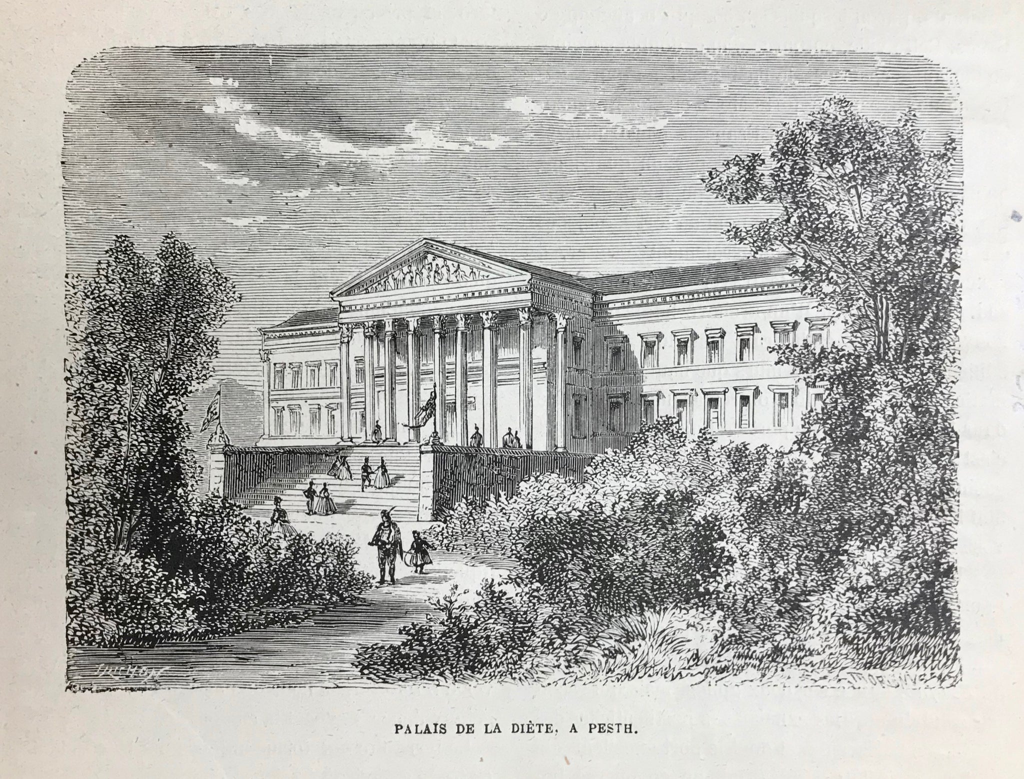 Hungary, Palais de la Diete, A Pesth  Wood engraving ca 1880.