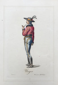 Ungar  Stipple-line engraving by Bertini after Stuermer, 1822. Original hand coloring.