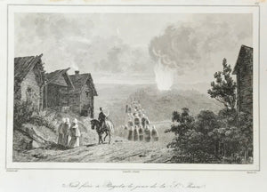 Russia, "Nuit fetee a Pergola le jour de la St. Jean" (St. John's fire)  Steel engraving 1838.