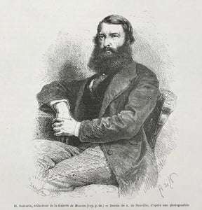 "M. Samarin, redacteur de la Gazette de Moscou"  Wood engraving by Neuville after a photograph, 1867. Below the image and on the reverse side is text aboutreligious disidence in Russia.