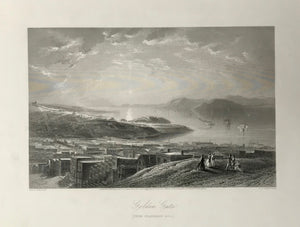 San Francisco, Golden Gate (From Telegraph Hill)  Fine steel engraving by E.P. Brandard after Jas. D. Smilie, 1873.