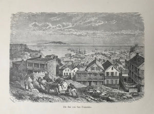 USA, Die Bai von San Francisco.  Wood engraving ca 1880.