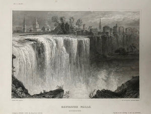 Genessee Falls Rochester  Steel engraving published by Hermann Meyer in New York ca 1865. Print has wider margins than shown.  11 x 16 cm ( 4.8 x 6.3 ")