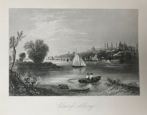 View of Albany  Steel etching by D.G. Thompson, ca 1850. Print has very wide margins.