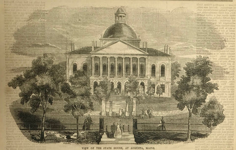 "View of the State House, at Augusta, Maine."  Wood engraving ca 1870.