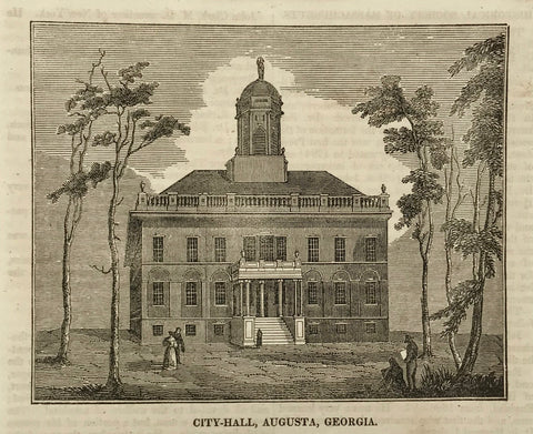 "City Hall, Augusta, Georgia"  Wood engraving ca 1860. Article about Augusta in English below image.