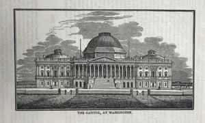 USA, The Capitol, At Washington  Wood engraving published 1855. Reverse side is printed.