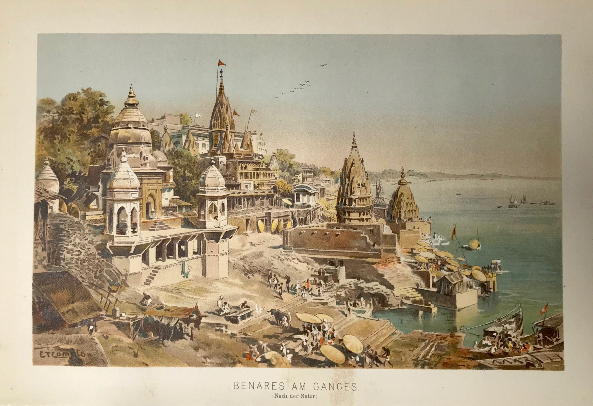"Benares am Ganges"  Chromolithograph published 1890.