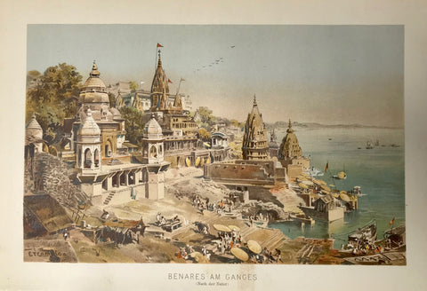 "Benares am Ganges"  Chromolithograph published 1890.