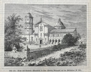 Philippines, "Kirche und Convento (Pfarrhaus) in Lipa (Provinz Batangas) auf den Philippinen"  Wood engraving 1895.
