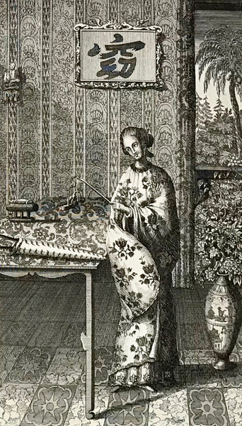 "Habit des Dames Chinoises" - "Habit du Roi de la Chines" - "Habit des Dames chinoises"  Published in "Atlas historique" by Henry Abraham Chatelain.  Amsterdam, 1705-20
