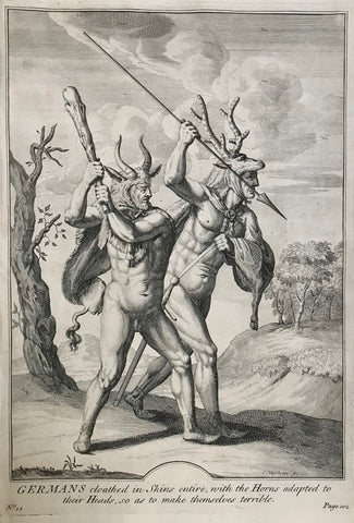 Antique Prints of the Celts (Kelten)  From Julius Ceasar's "War Commentaries on the Celts", in which he described the somewhat perplexing encounters with the people north of the Alps. When you look at the engravings you kind of know why the Romans, far advanced in culture and techniques of all kinds, were bewildered.