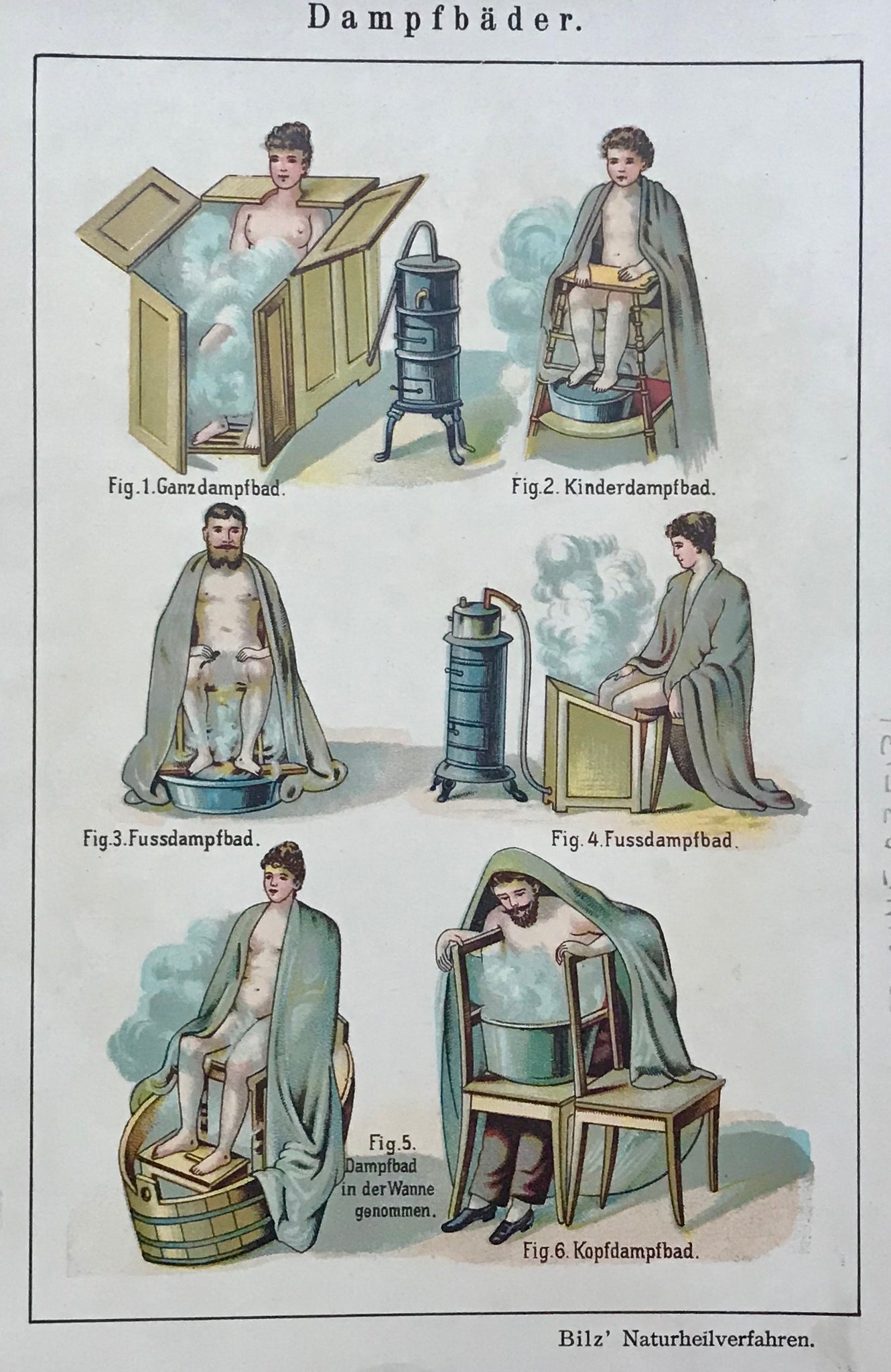 Dampfbaeder (Steam Baths)  Chromolithograph ca 1875.