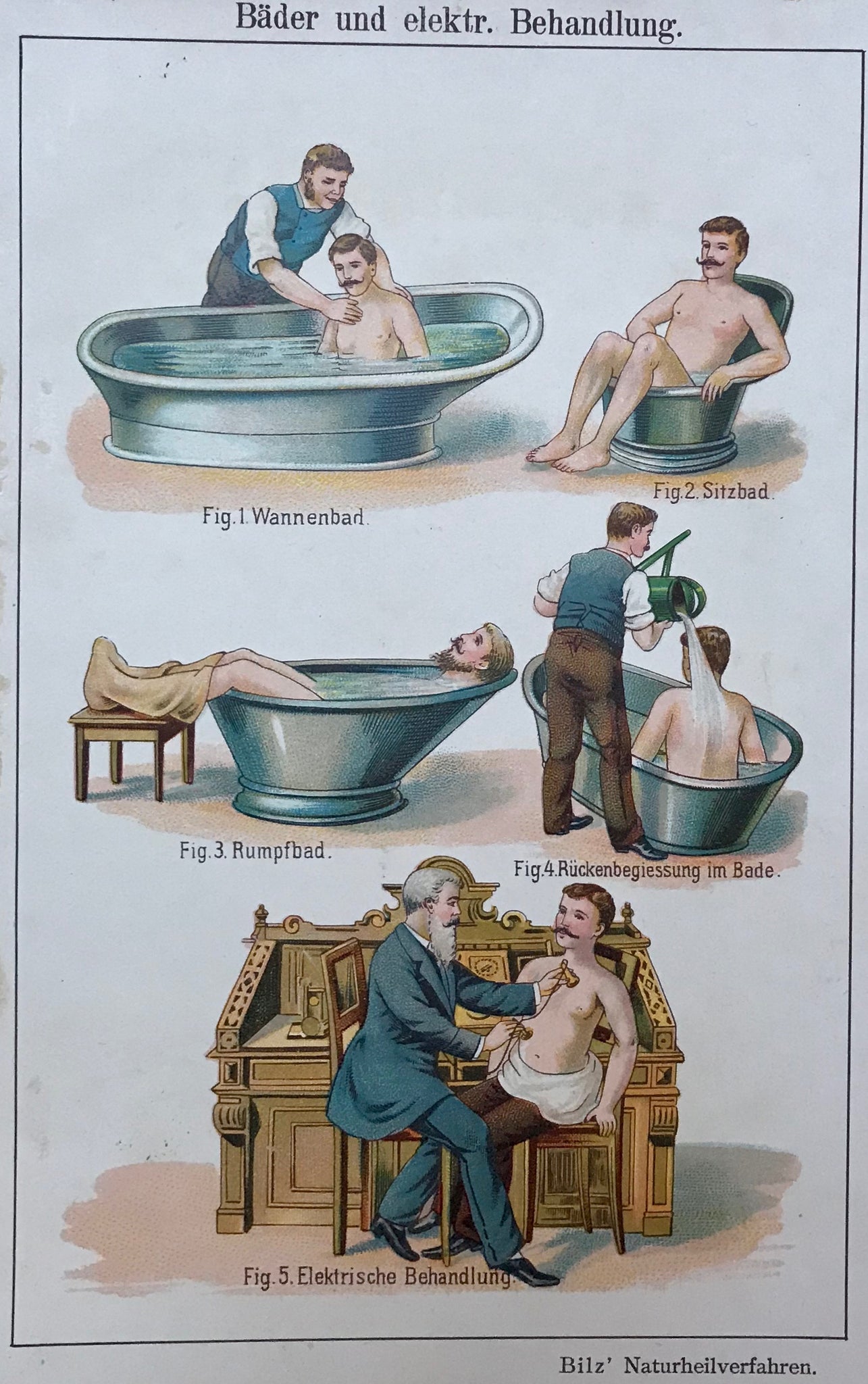 Baeder und elektr. Behandlung (Baths and electrical Treatment)  Chromolithograph ca 1875.