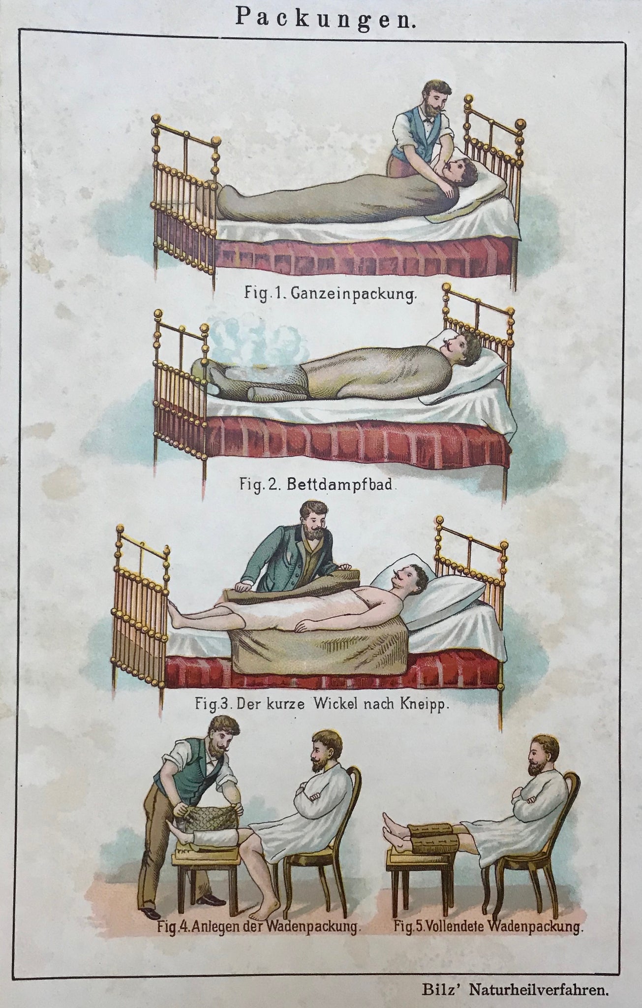 Packungen (Healing packages)  Chromolithograph ca 1875.  Page size: 22.5 x 15 cm ( 8.8 x 5.9 ")