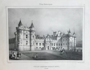 "Vue du Château D'Holy Rood, en Ecosse."  Lithograph by H. Vander Burch et Vitasse after H. Shepard, ca 1850. Fine, clean print with wide margins. Paper stamp in lower left.