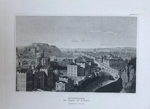 "Edinburgh" the Capital of Scotland  Steel engraving from Bibliograph. Institut in Hildburghausenn ca 1850.