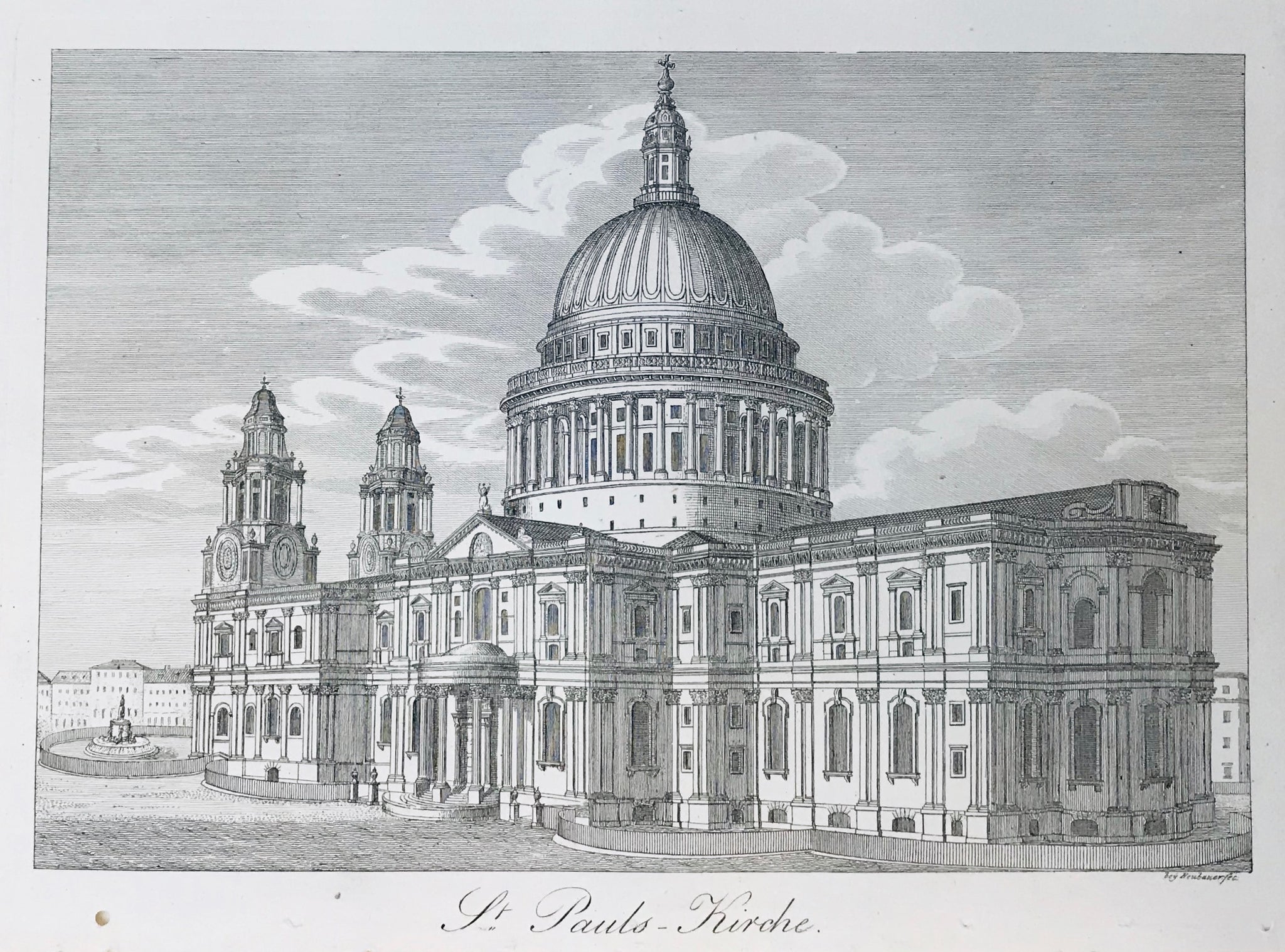 London, St. Pauls-Kirche  Steel engraving 1837. 